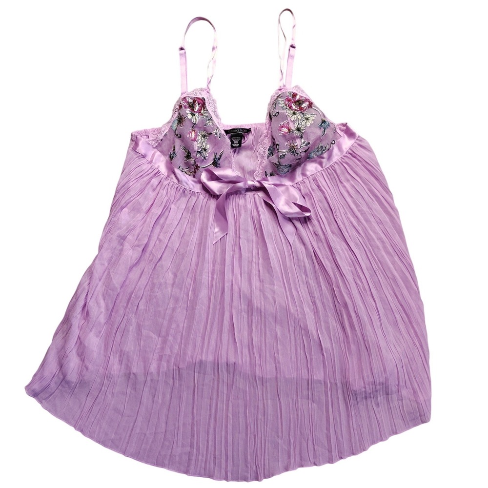 Victorias Secret Very Sexy Garden Party Embroidered Pleated Babydoll Lingerie XL